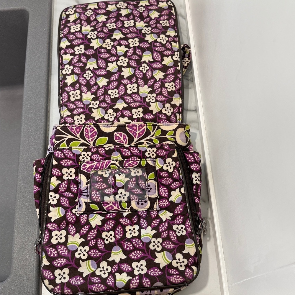 Vera Bradley Flap Crossbody Bag- vintage retired Plum Petals floral pattern - Picture 4 of 12